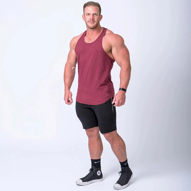 OEM custom mens tank top gym loose fit muscle cut stringer tank tops wholesale