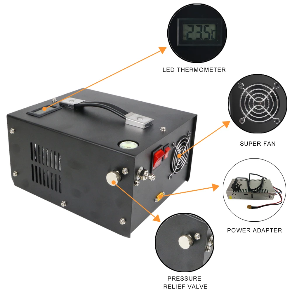 Factory Direct 12V/110V/220V Portable 4500psi 300 bar Pcp Pump Mini Car Pump Electric Air Compressor With Transformer