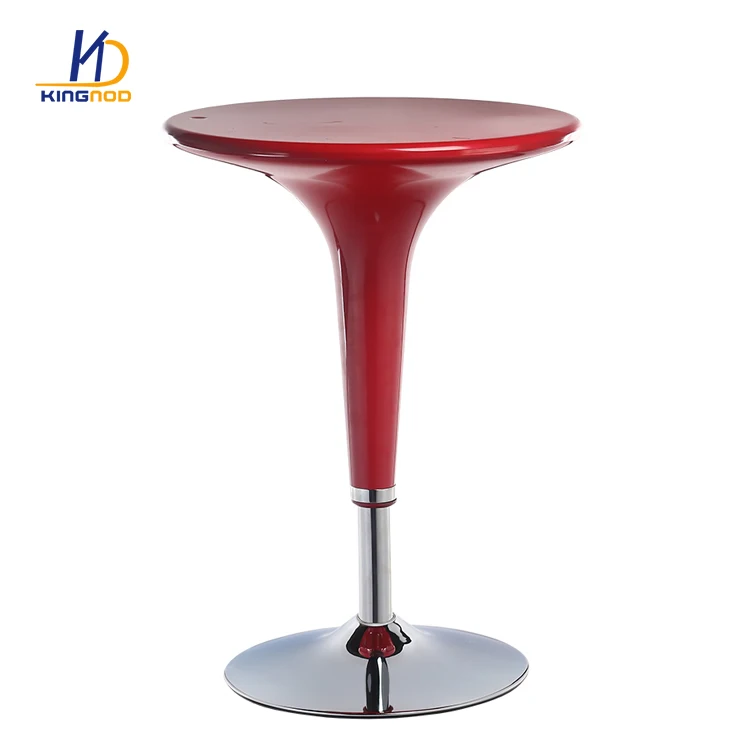 China Best Price Home Club Ajustable Bar Smooth Chromed Base Small Round Plastic Top Bar Table For 2 Seats