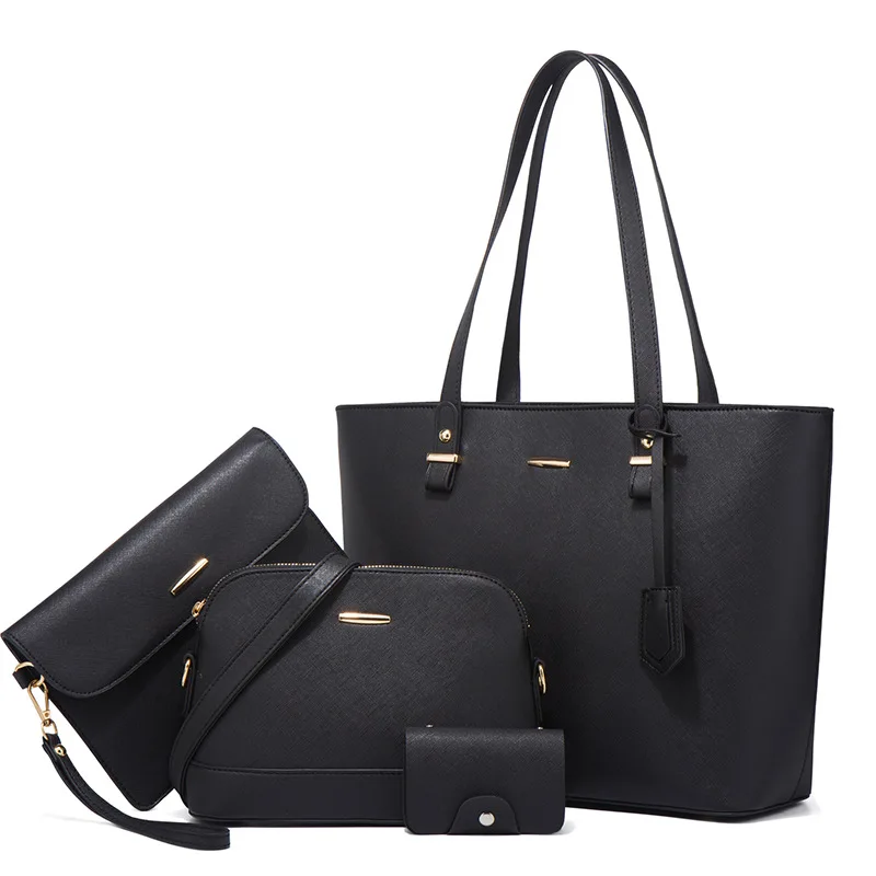 Fashion hot-selling 4 handbag set women tote bag girl clutch bag ladies wallet purse set