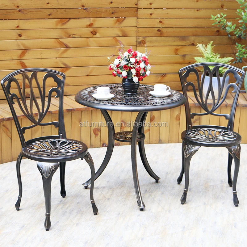 Wholesale Classic Patio Garden Furniture Table Chairs Sets Cast Aluminum Outdoor 3-Pieces Bistro Patio Dining Set
