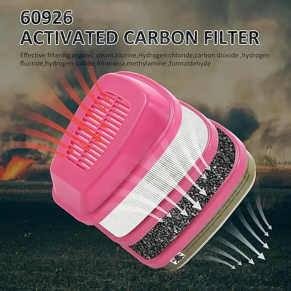 Reusable Respirator Gas Mask Half Facepiece Shield 6200 Face Cover with Filters for Dust, Fumes, Asbestos, Chemicals and Other