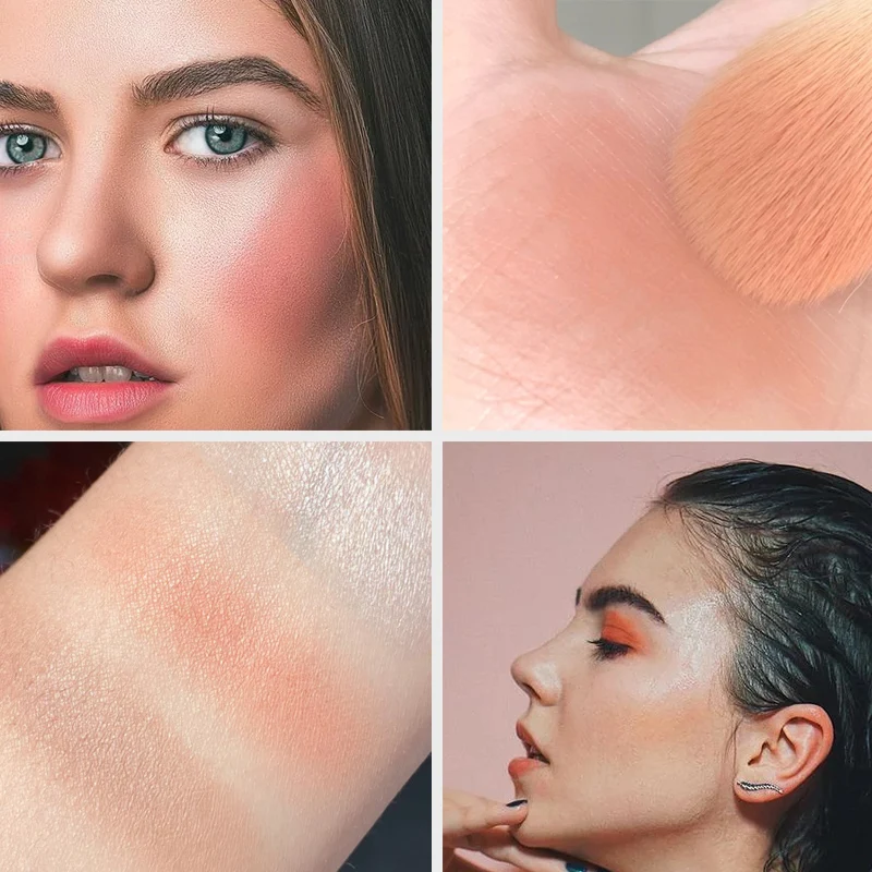 Cheap Wholesale Custom Private Label High Quality Vegan Face Makeup With Bruth Powder Nude Matte Square Bronzer