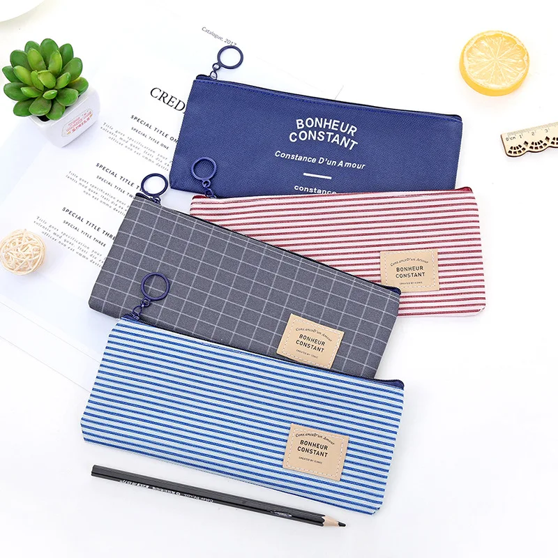 Concise Solid Pencil Case for Girls Boys Student School Pencil Bag Canvas Pencil Box Pencilcase School Supplies Stationery