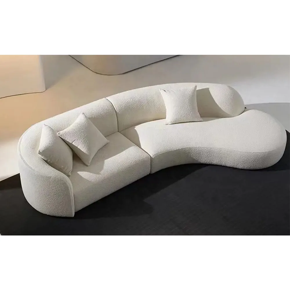 Italian cloud velvet sofa set shaped curved light luxury  modern corner sofa bed