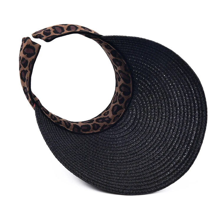 New leopard print with empty top hats outdoor sports sunshade sunscreen straw hat women