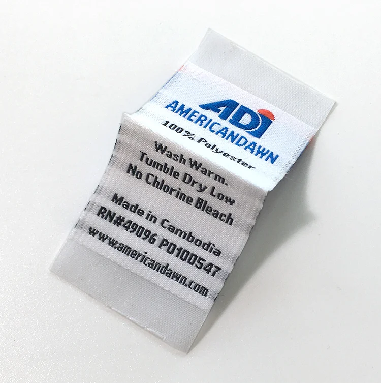 Personalized Loop Fold Cloth Wash Instructions Care Woven Labels With Washing Mark