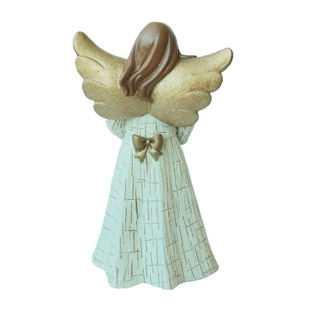 Statue Figurines Resin Wing Angel Figurine Models with Wreath Whole Sale Resin Hand Painted Resin 12 Inch RELIGIOUS SCULPTURE