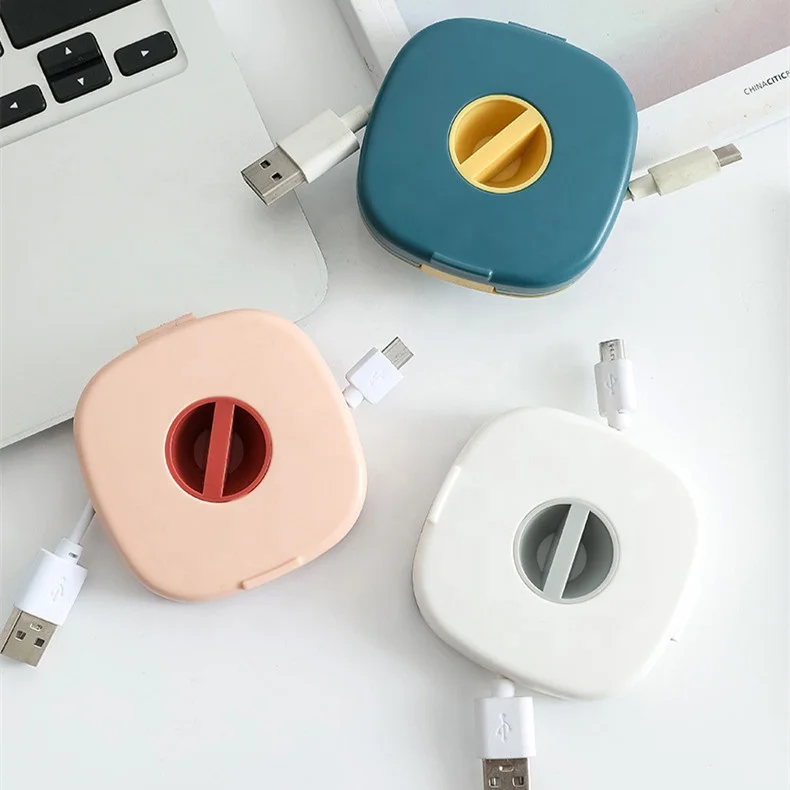 New Design Hot seller Ningbo Consumer Accessories Retractable Cable Management Reels Small Winder Case Charging Cord Organizer