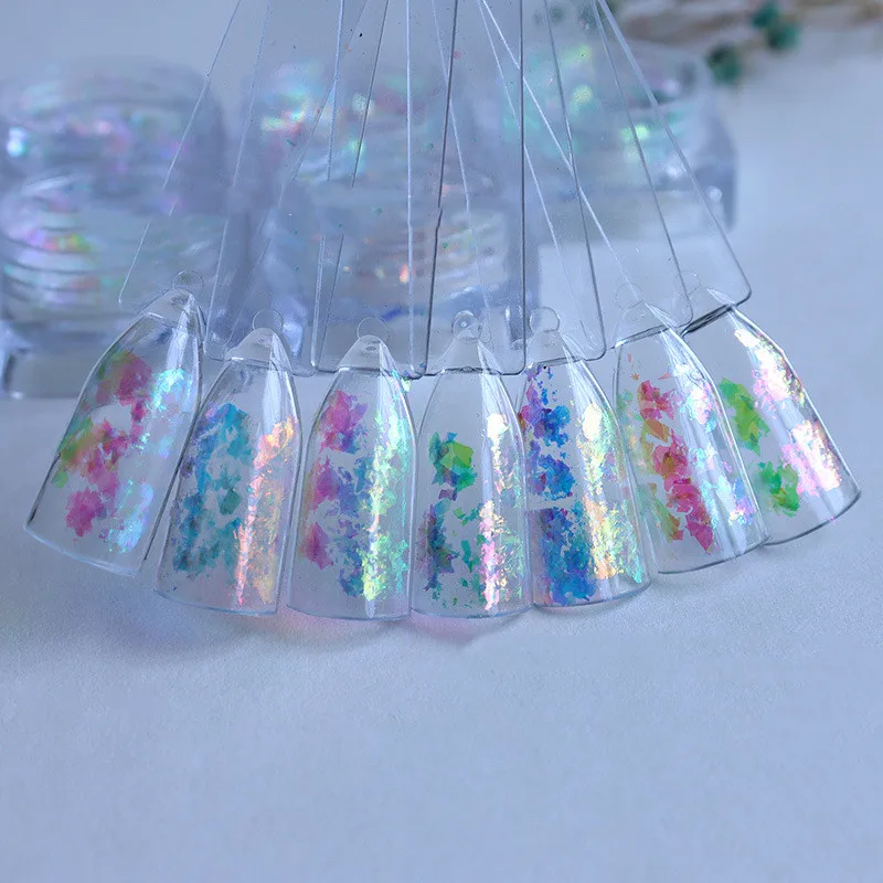 Wholesale 7 Color 10g/Bag Nail Opal Transparent Powder Polarized Borneol Velvet Nail Glitter Powder