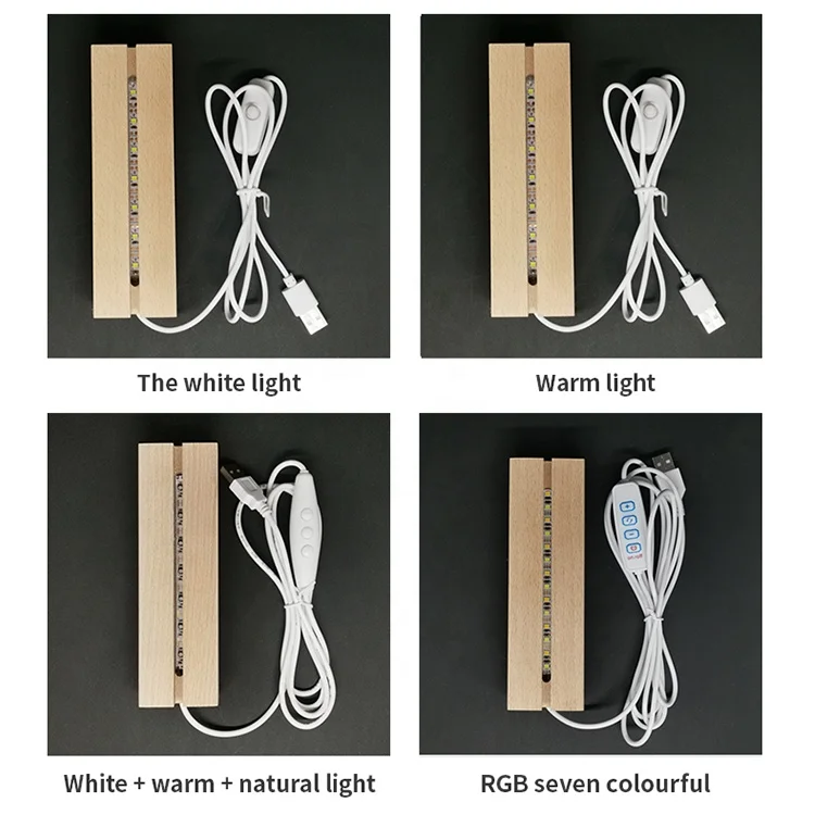 Hot Selling Wholesale wood led night light base wooden 3d led lamp base for 3D Illusion Night Light
