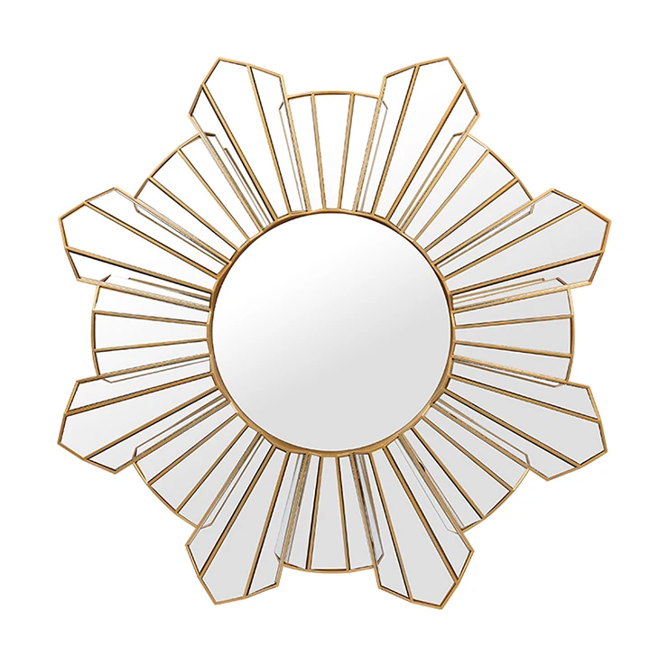 factory custom DIY 3d self adhesive round home mirrors wall panels stickers mirror golden geometric decoration for living room