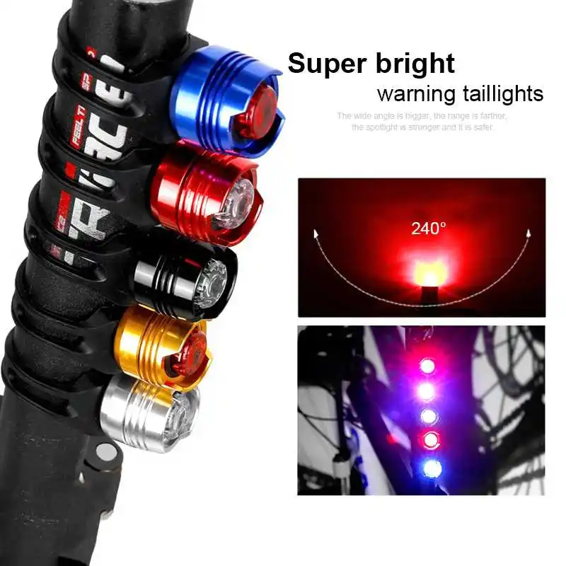 AT MTB Waterproof LED Bike Cycling Rear Tail Light 3 modes Bicycle Lamp Night Warning Flashlight Rear Bike Light