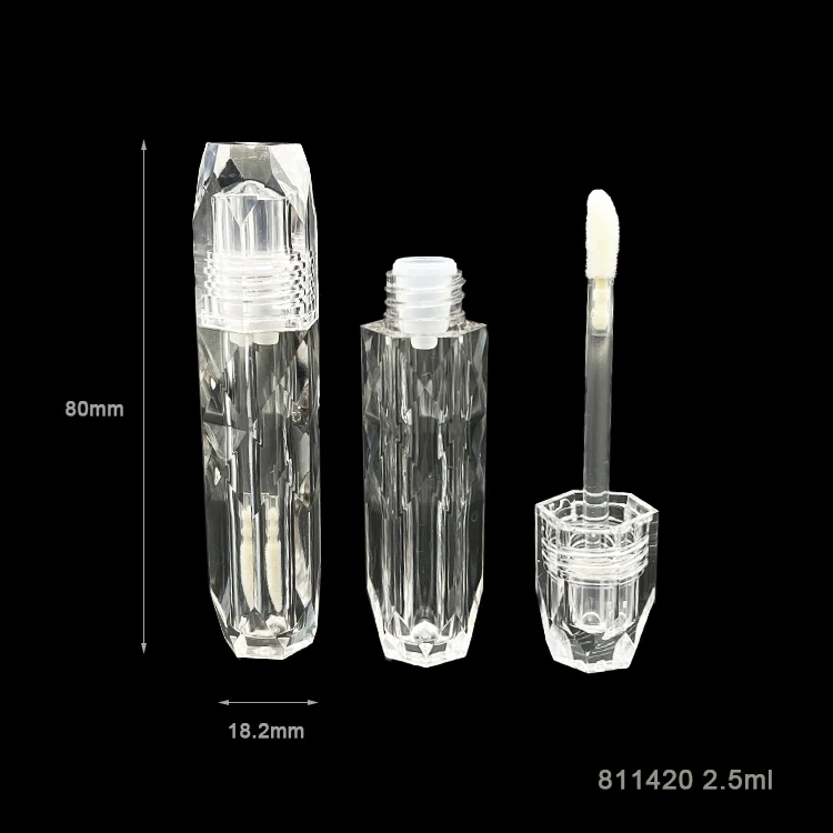 2.5ml Empty clear mini shiny plastic lipgloss tube