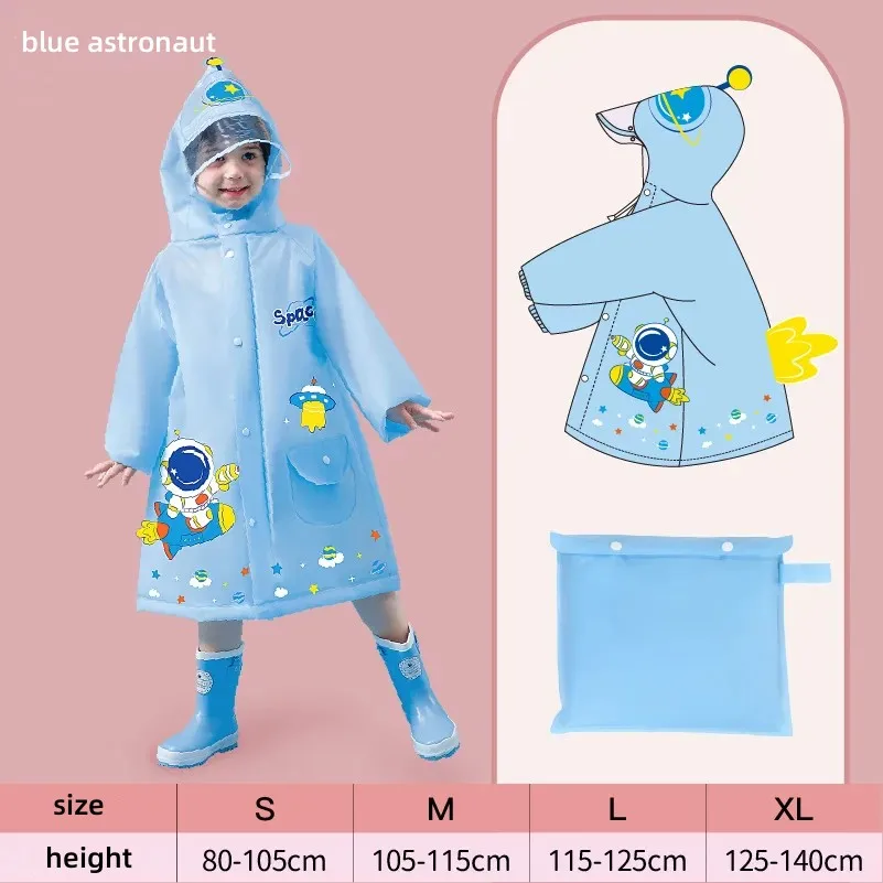 fancy EVA waterproof cartoon character raincoats for school student kids backpack wholesale children raincoat