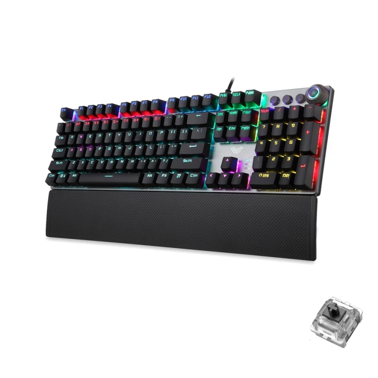 Hot Selling AULA L2098 108 Keys USB RGB Light Wired Mechanical Gaming  Blue Axis Keyboard