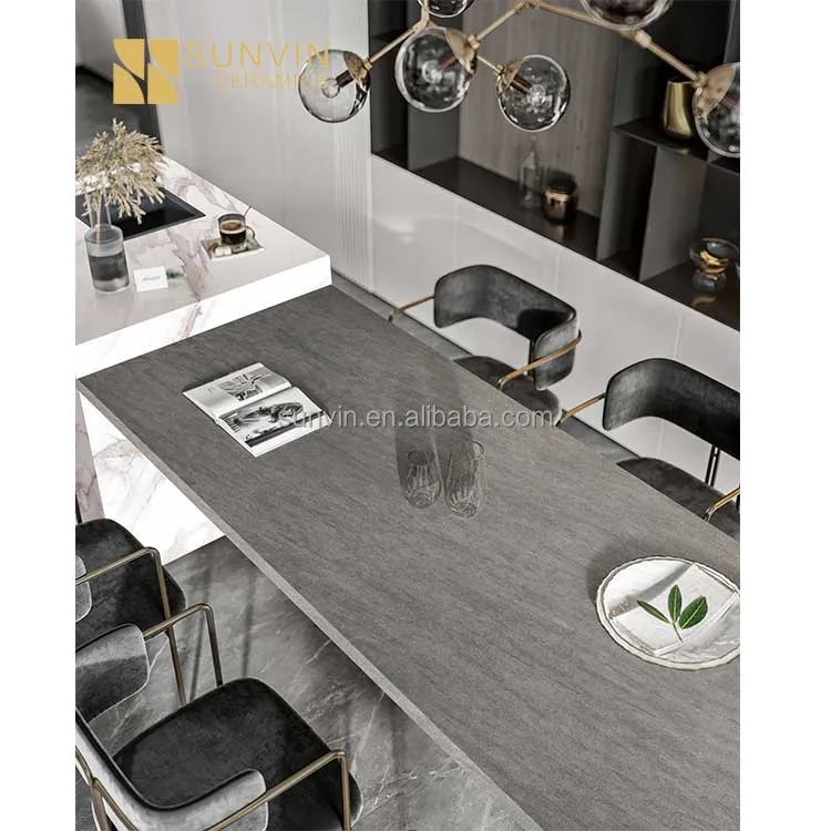 6 mm black sintered stone big slab for luxury villa wall and floor decoration ceramic panel 120x270cm