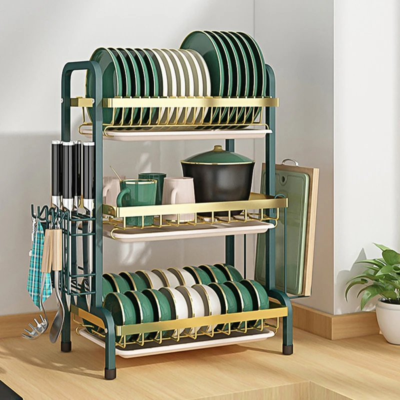 Custom Kitchen Multi-Function Standard Strong Load 3 Tier Plate Holders Drainer Rack Dring Dish Rack
