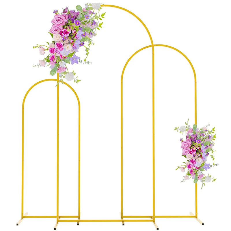 Gold Metal Arch Backdrop Stand Set of 3 Arched Backdrop Door Frame for Wedding Parties Birthday Graduation Anniversary