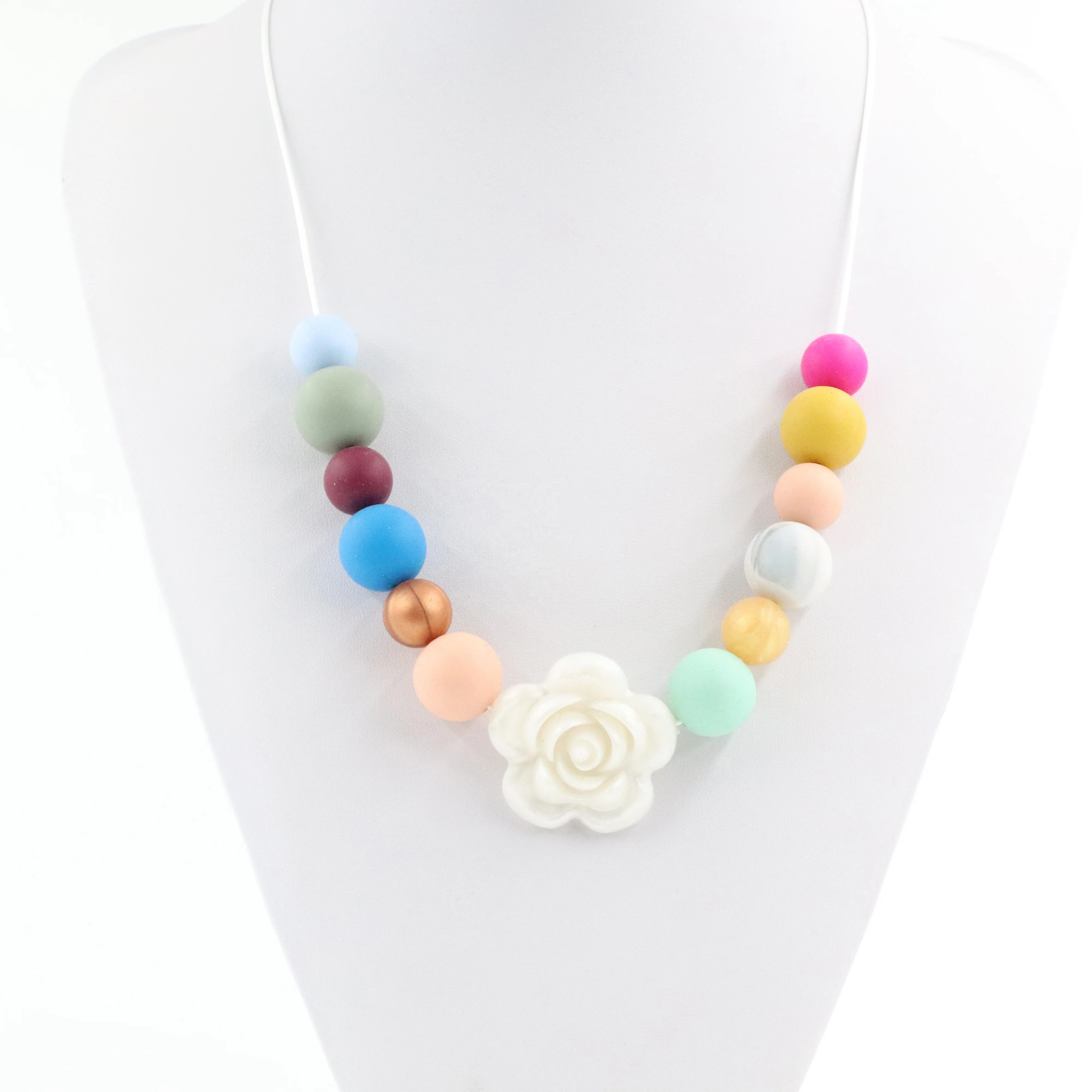 Silicone Beads Chain Teething Necklace Baby Teething Toy Baby Silicone Teething Necklace