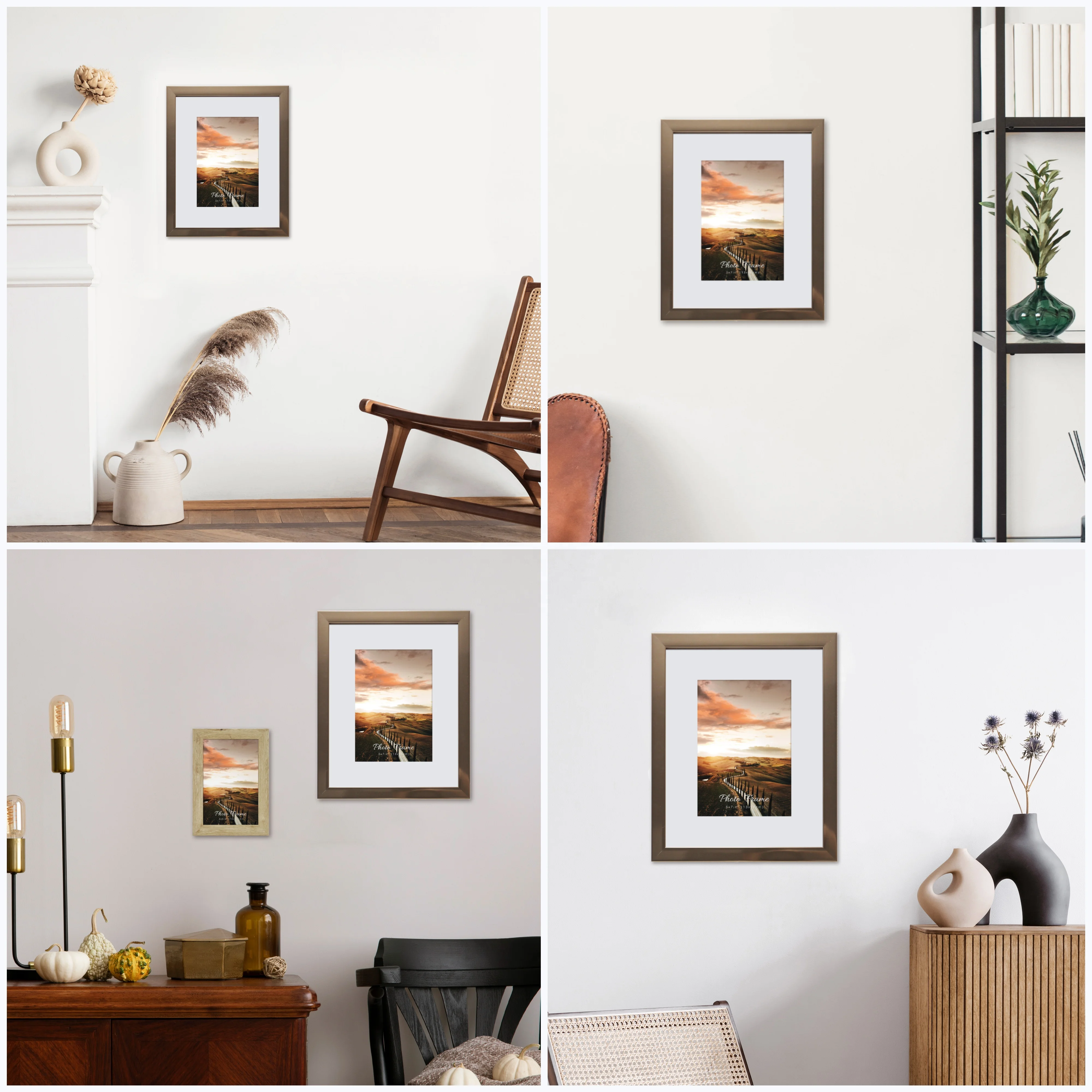 Gold plastic Picture Frame Displays Photos Easel Stand Included Wall Display 8x10 Frame for 5x7 Photos with Mat or 8x10 without