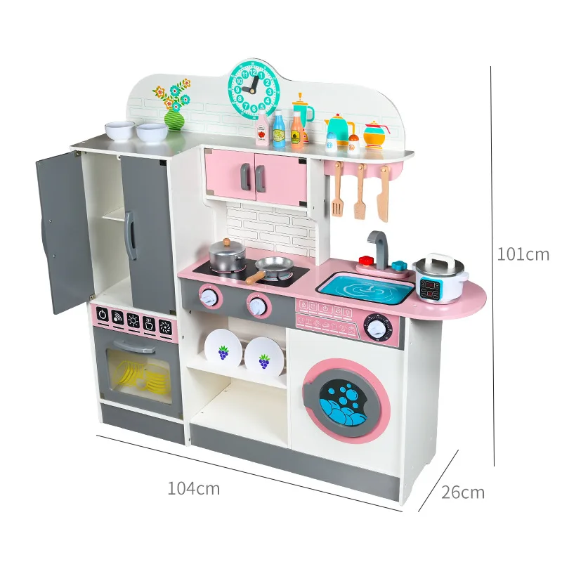 Hot Selling Custom  Role Play Set Kids Environmental friendly Wooden Kitchen Toys For Girls Toys Kitchen Play Set Cooking