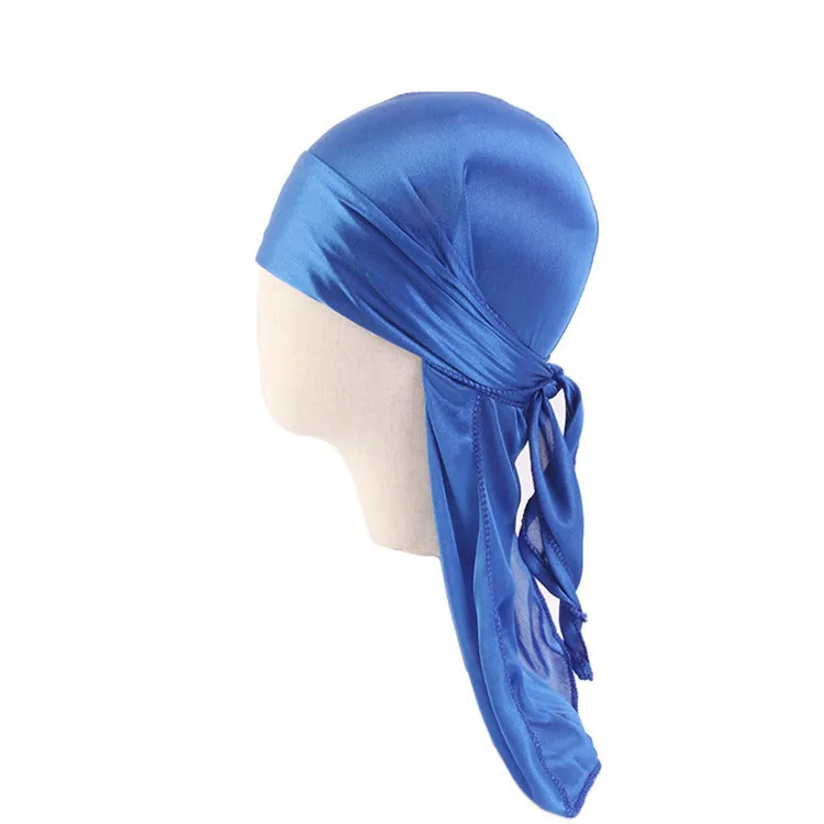 Wholesale Baby Custom Silky Soft Beanie Bandana Skull Durag With Long Tail Wide Straps Headwrap Pirate Cap Muslim Turban