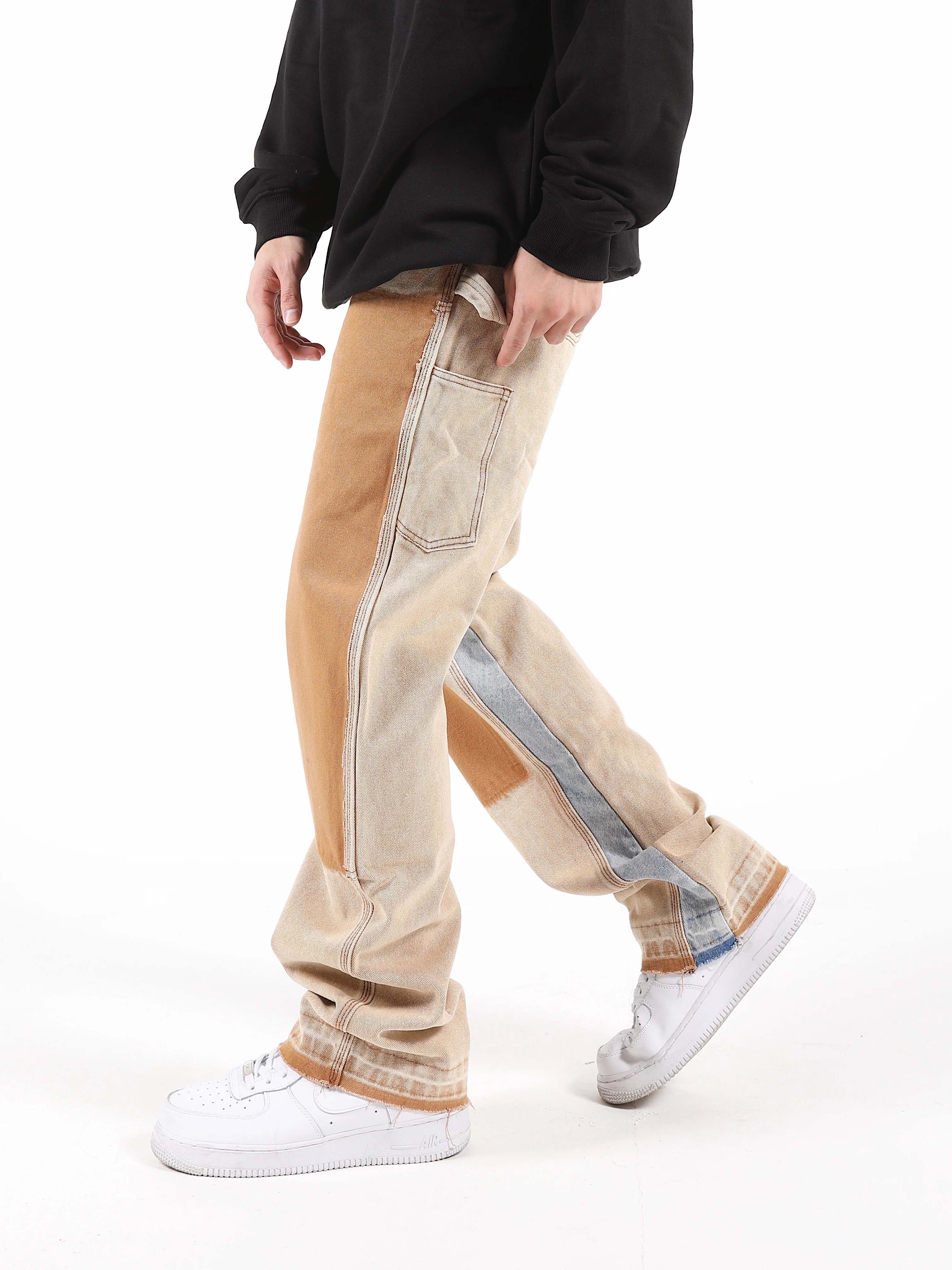 Drop shipping streetwear jeans men stylish jeans pants stock bootcut jeans men