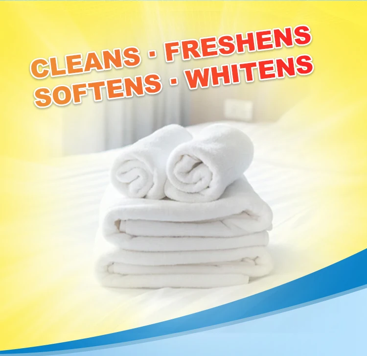 Liquid oxygen bleach detergent for hotel and hospital laundry