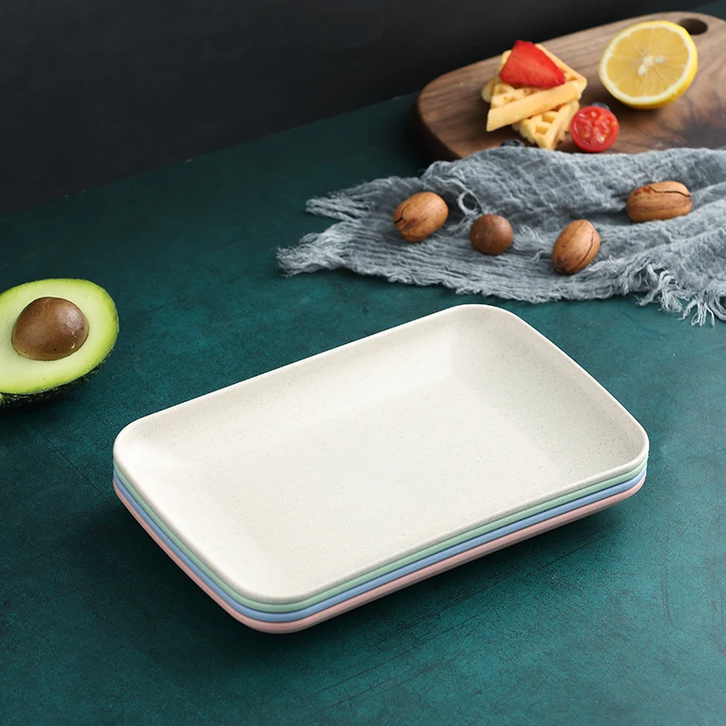 
Amazon Wheat straw plate Nordic style 21cm rectangular dish household simple environmentally friendly fruit tray dessert plate 