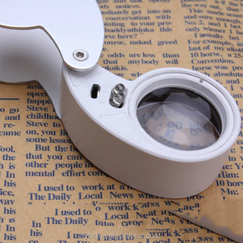 
40X folding LED lamp jewelry mirror 6-shape aluminum alloy shell magnifying glass 