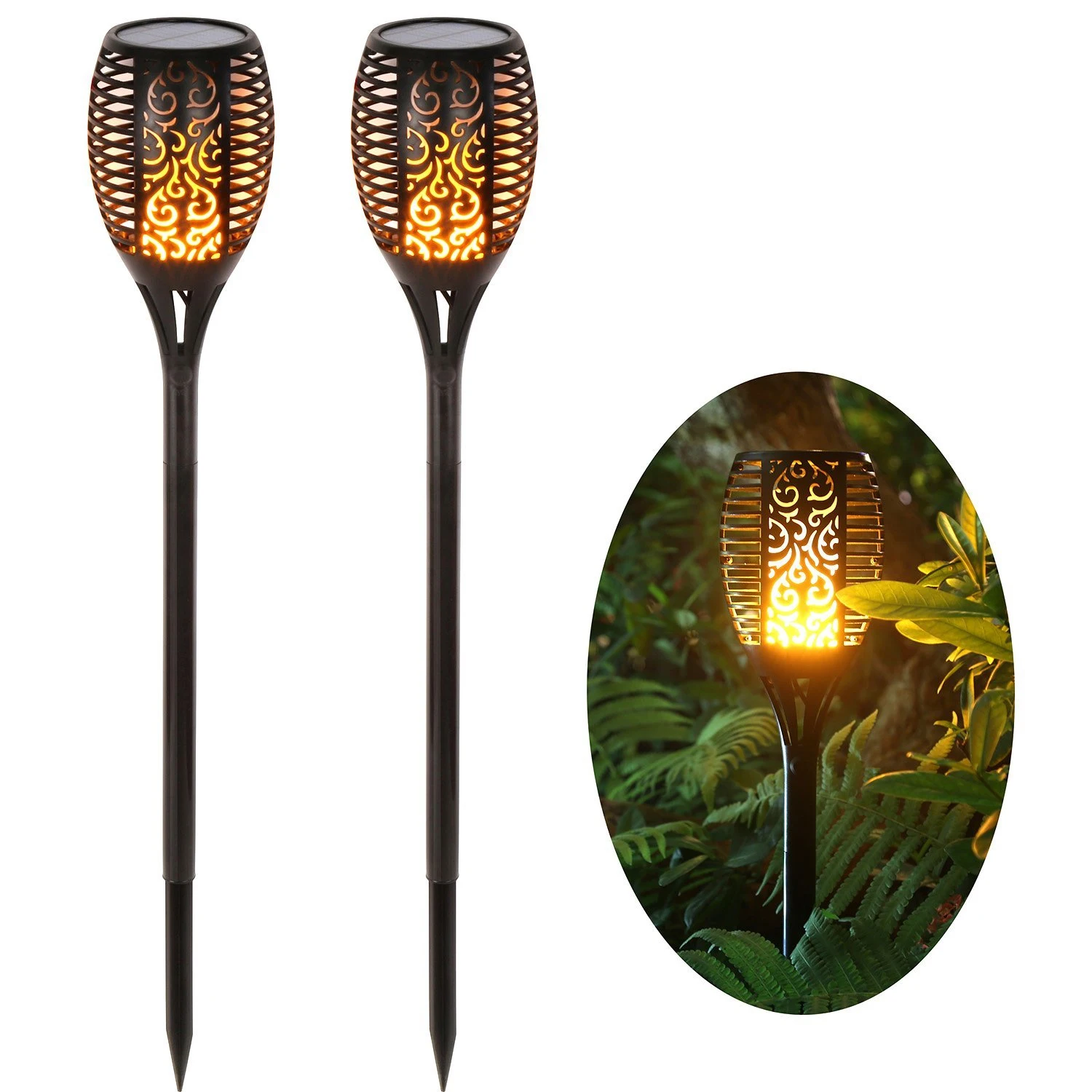 Outdoor Landscape Waterproof Flickering Flame Torch Lights LED  Decorative Solar Garden lamp