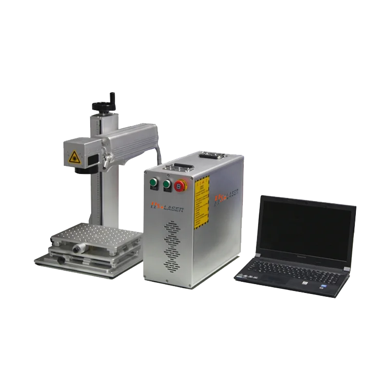 HS Laser sculpture mini portable fiber laser marking machine axis of rotation