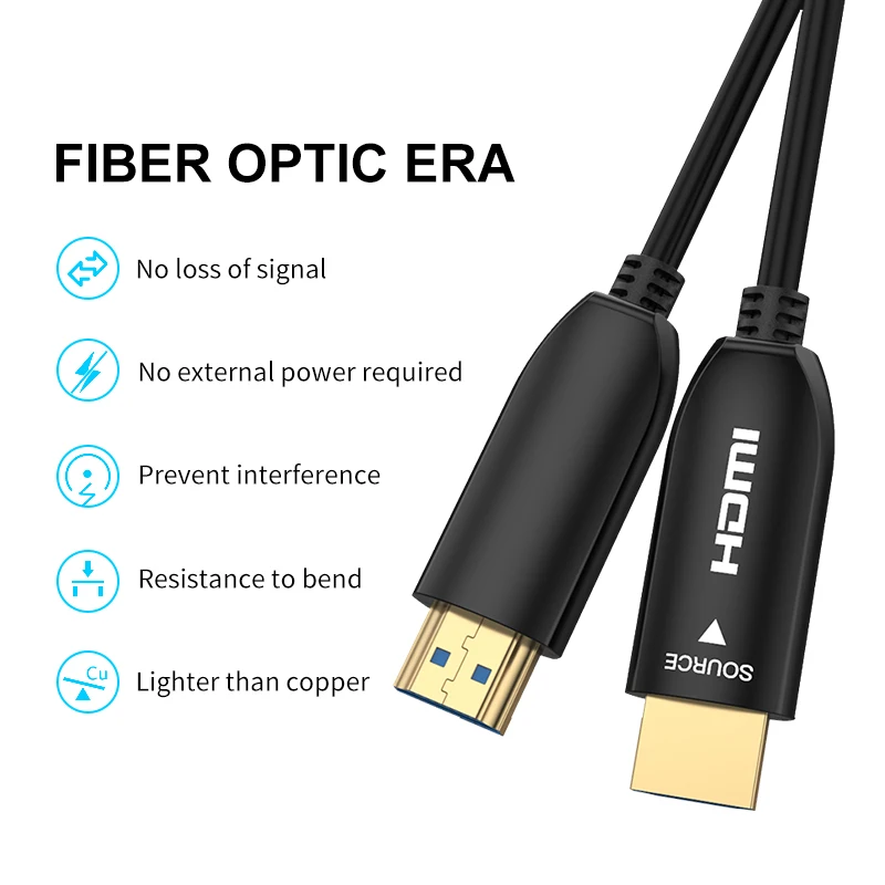 Пользовательский логотип 18 Гбит/с 4K/60 Гц Оптическое волокно HDMI 4K кабель HDMI2.0