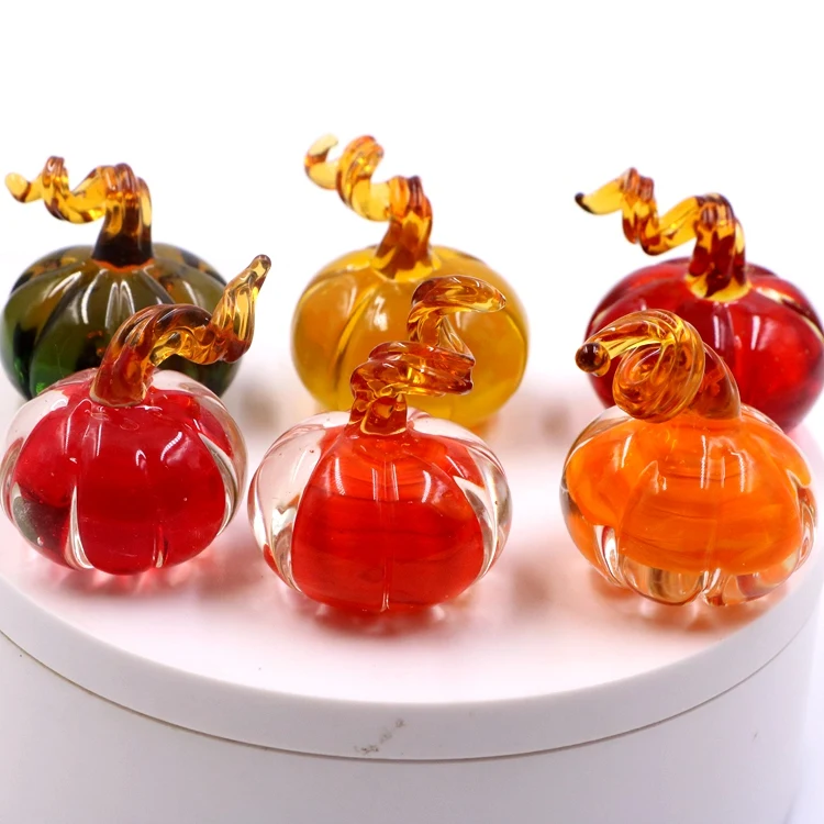 Big Size Mixed Murano Lampwork Glass Halloween Pumpkin Figurine