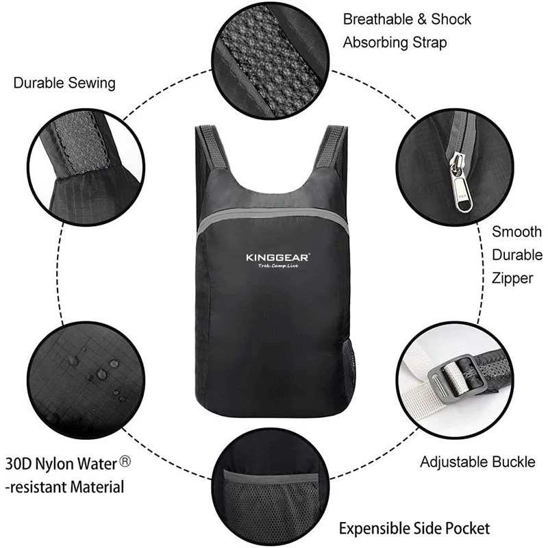 Outdoor Sport Climbing Camping Foldable Lightweight Shoulder Bag 15-20L Small Packable Backpacks Hiking Backpack