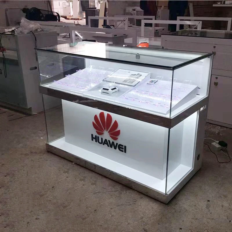 Заводская поставка стеклянная витрина для мобильного телефона шкафы из закаленного стекла