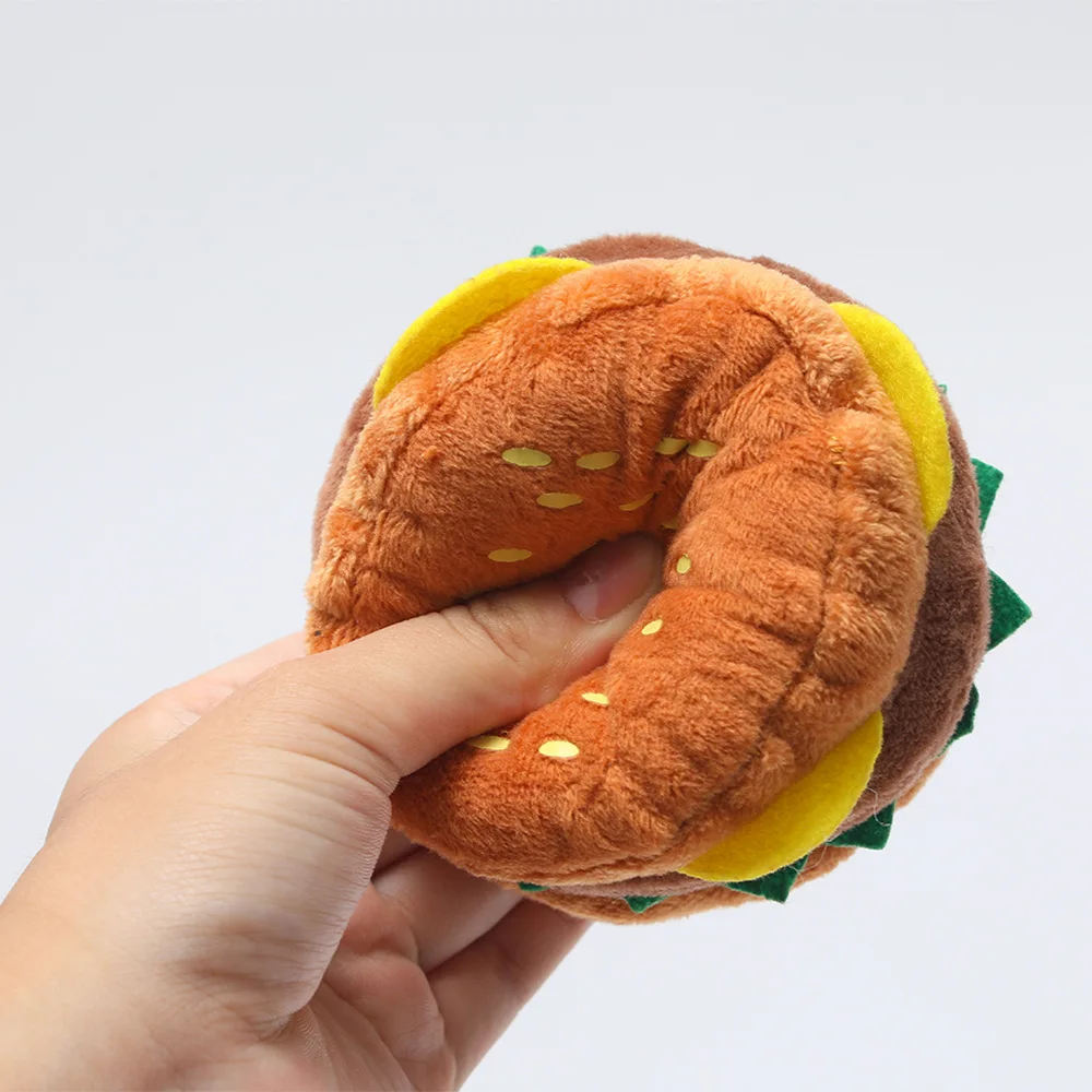 Hamburger Design Dog Interactive Funny Chew Plush Toys Dog Chew Pillow For Feeding Training