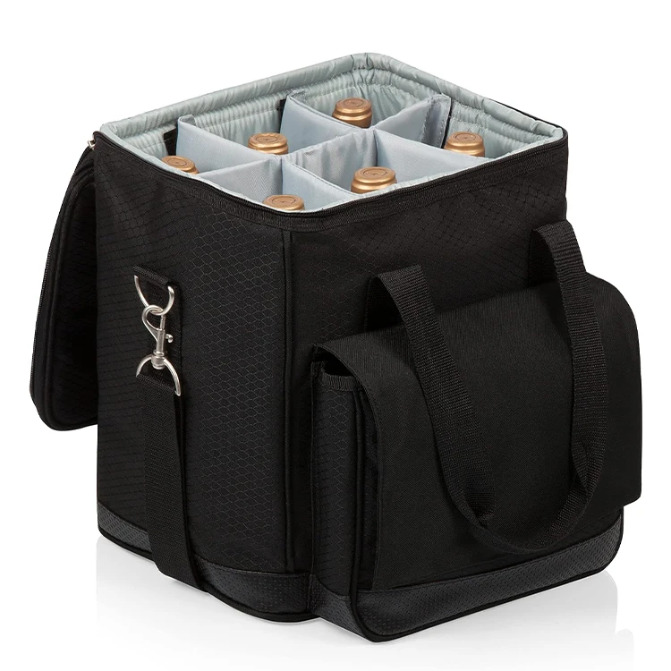 Custom 6 Bottles Personalized Wine Carrier Bag Travel Padded Insulated Thermal Sublimation Portable Reusable Ice Wine Cooler Bag