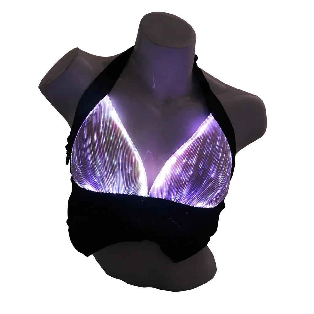 New design optic fiber fashion light lace sexy ladies underwear bra new designs led light rave bra