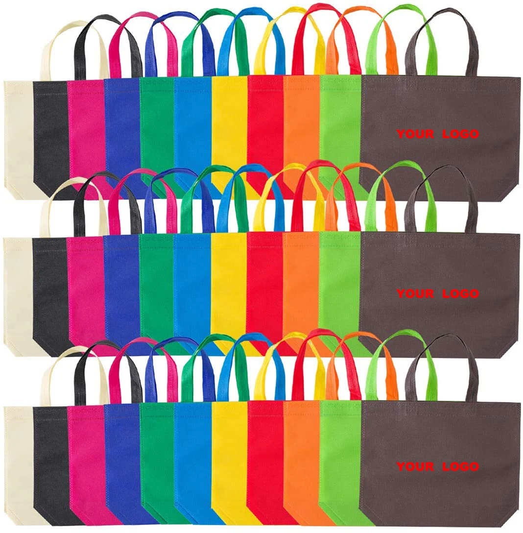 Wholesale Custom logo printed reusable non woven tote shopping bag with Handles