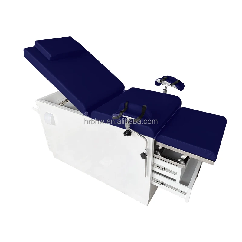 2024 Hot Sale Manual Gynecology Operating Table with Drawer Delivery Bed Surgical Table