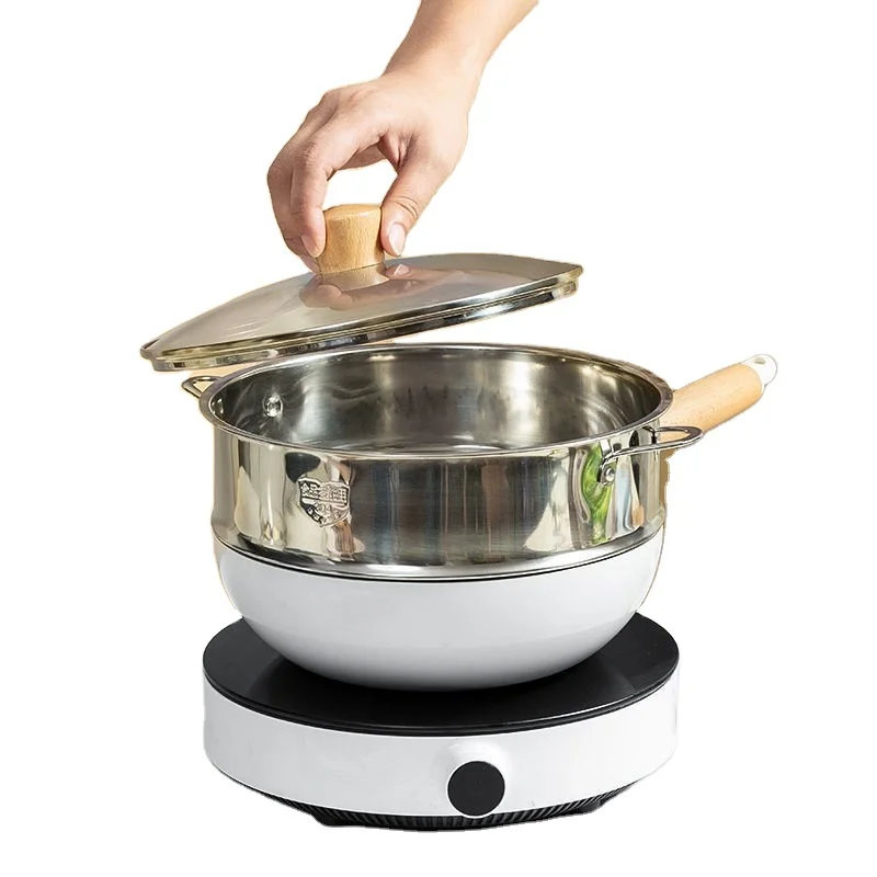 Fashion Stainless Steel Double Short Handle Soup Pot Set with Steamer