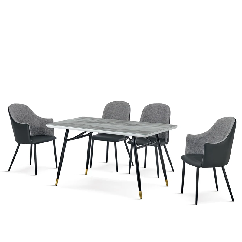 Morden home furniture dining room furniture dining table MDF with black powder coating frame