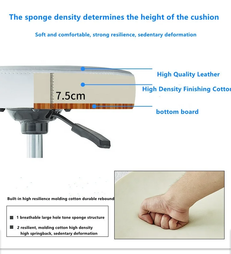 Height Adjustable Leather Easy to Clean Swivel Gas Lift Manicure Hair Salon Chair with wheel-Adjustable