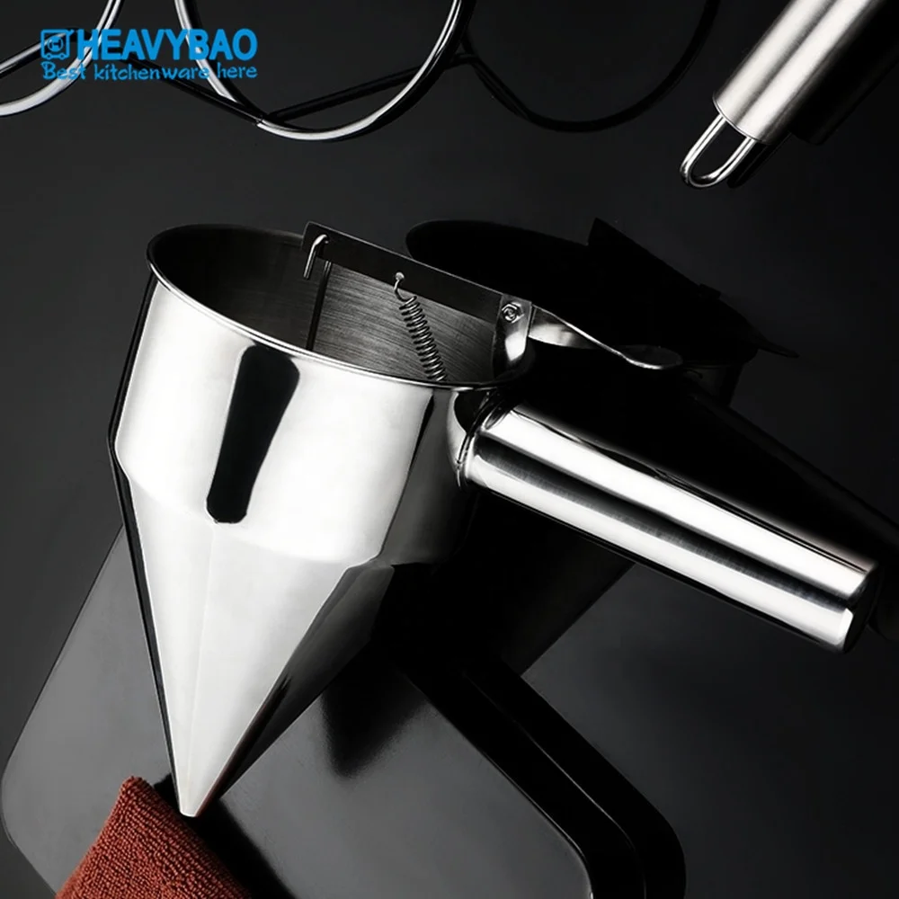 
Heavybao Cake Shop Stainless Steel Conical Funnel Oil Bucket Bracket Syrup Dispenser 