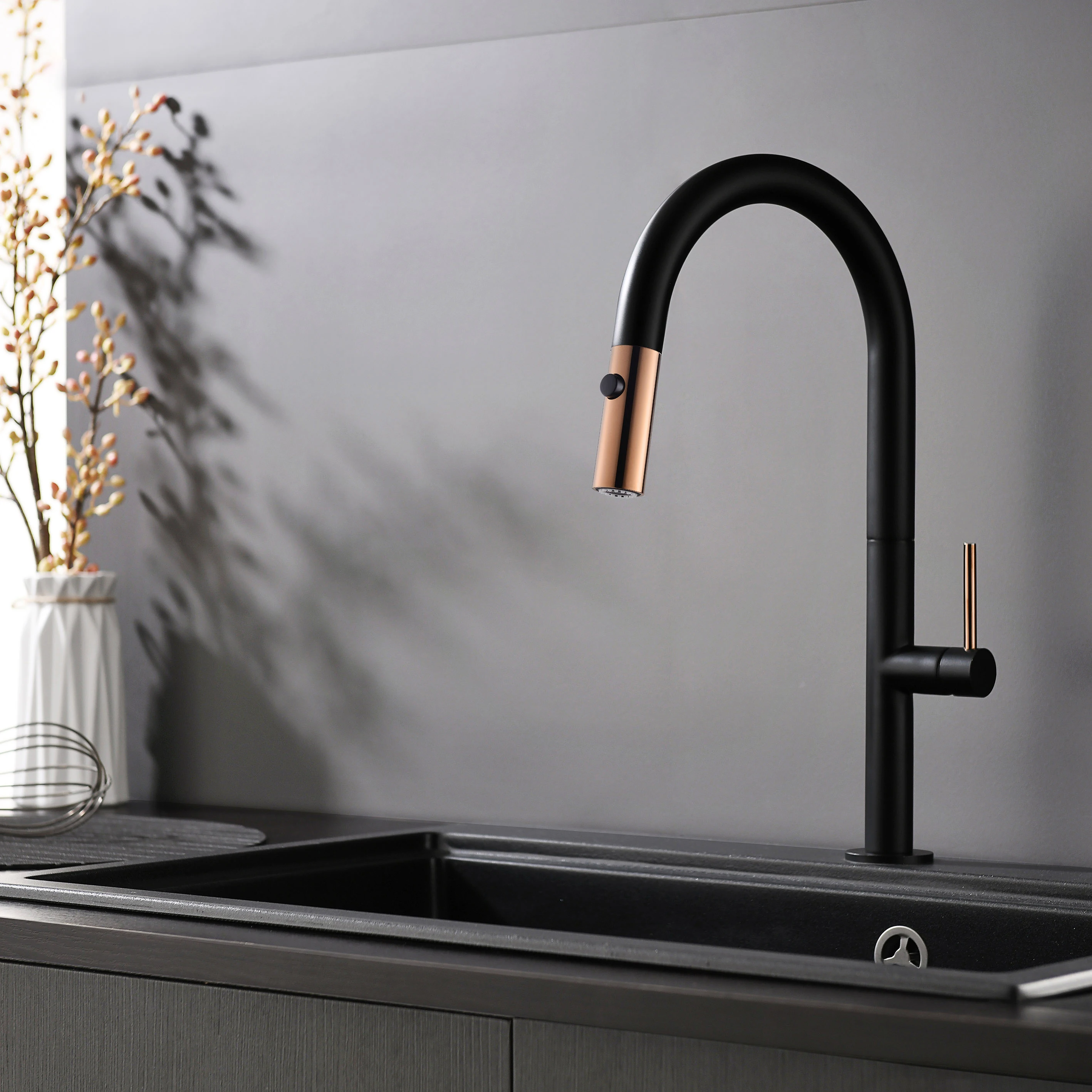 Holmine kitchen vase shaped zinc alloy 35 ink cartridge color pull-out faucet kitchen sink faucet/kitchen mixer/sink faucet