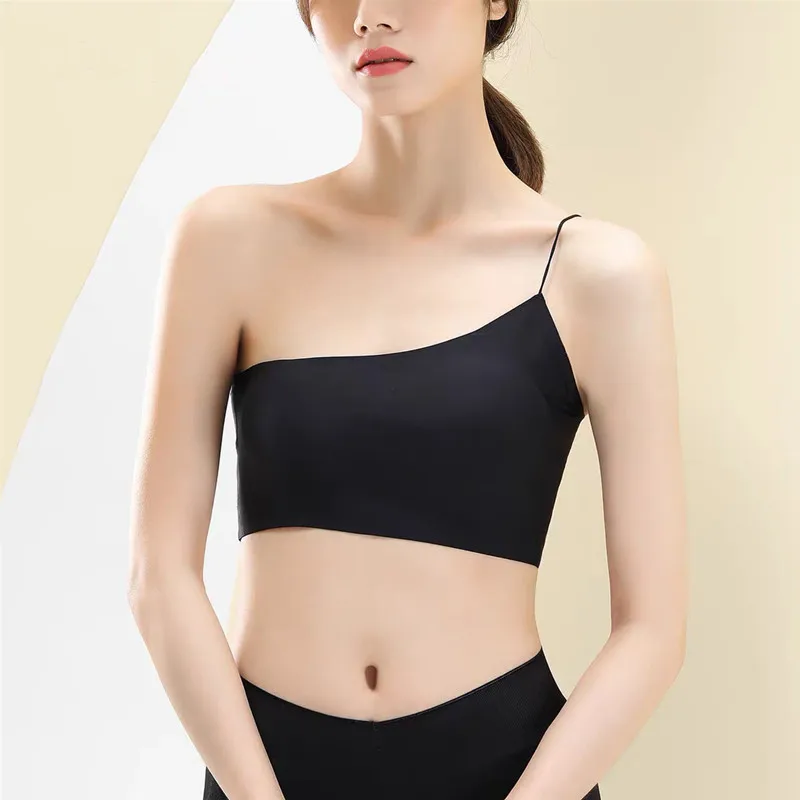 Женский топ на одно плечо, тонкий плечевой ремень, красивая спинка, новинка 2020