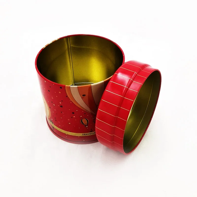 Wholesale round tea tin jar tea tin box packaging airtight metal tea tin container