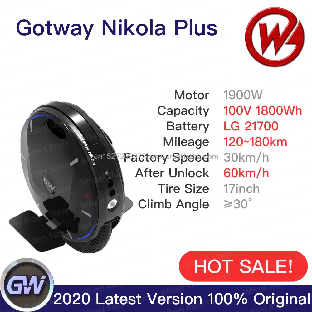 Begode Gotway Никола Плюс Электрический Одноколесный самокат 100V 1800WH 2700WH 3000W максимальная скорость 60 км/ч время работы от аккумулятора 120-160 км